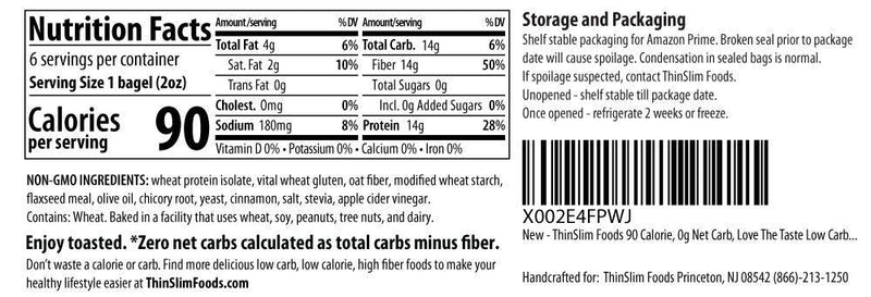 ThinSlim Foods Love the Taste Zero Carb Bagels