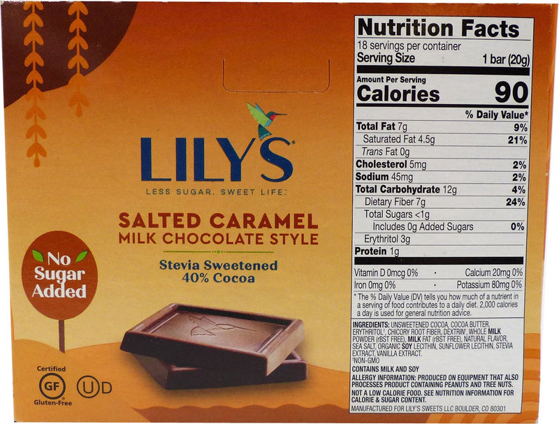 Lily's Sweets No Sugar Added 40% Milk Chocolate Style Bars