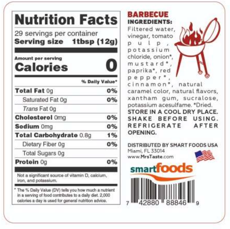 Mrs Taste Zero Calorie Barbecue Sauce