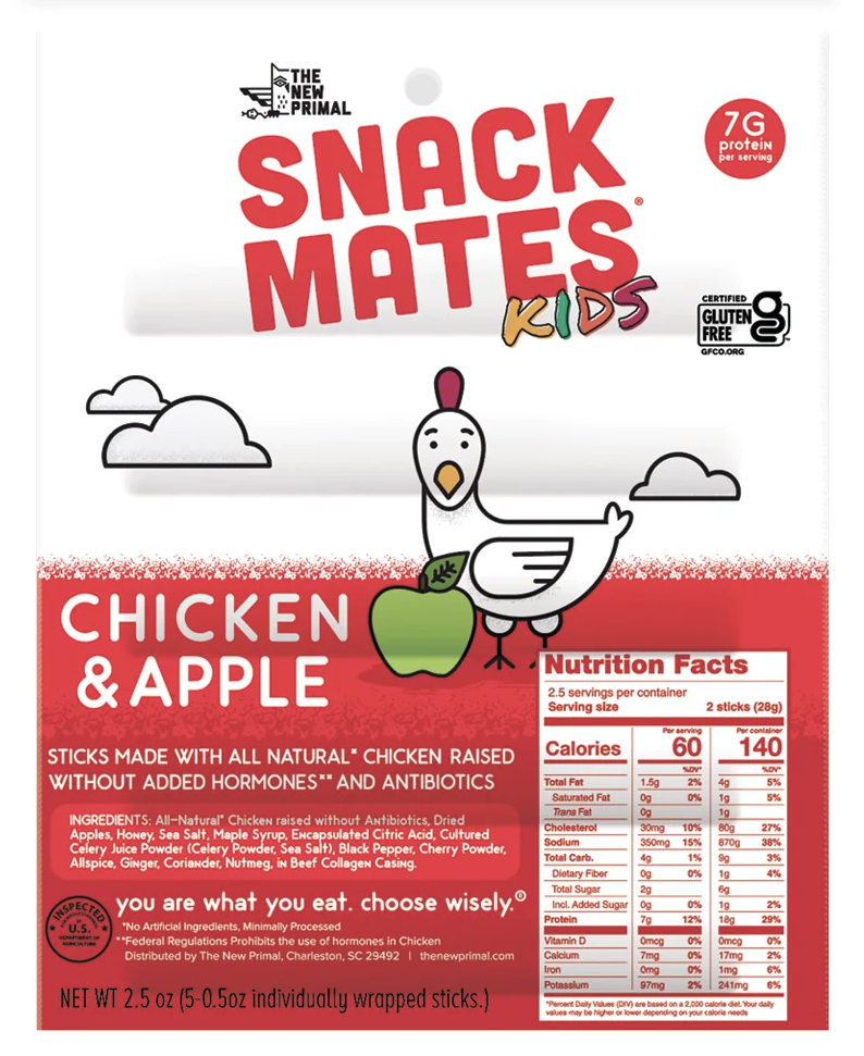 Snack Mates Meat Sticks (5 Mini Sticks) by The New Primal