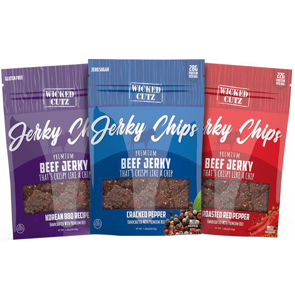 High Protein Beef Jerky Chips by Wicked Cutz