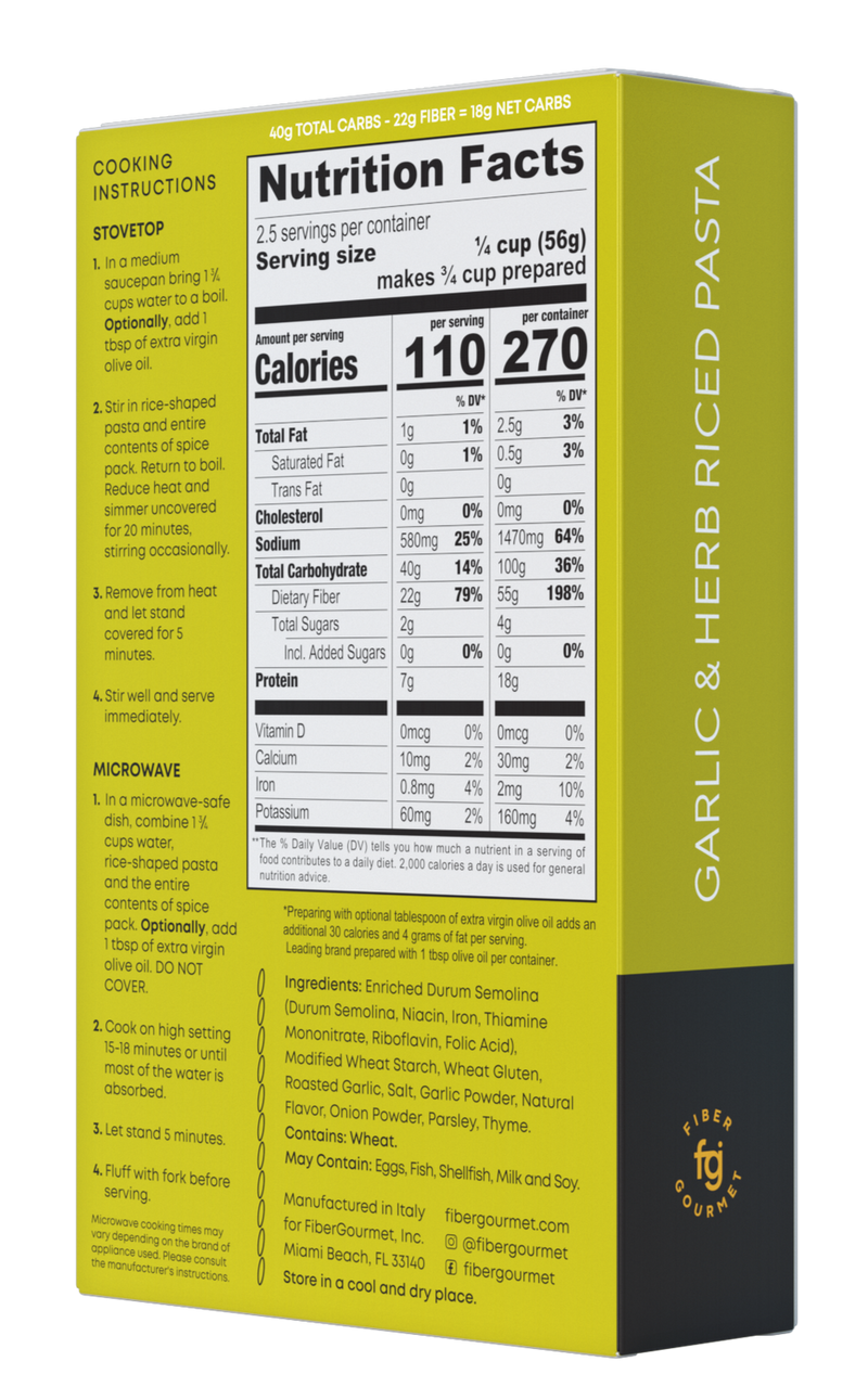 Fiber Gourmet Riced Pasta 5 oz