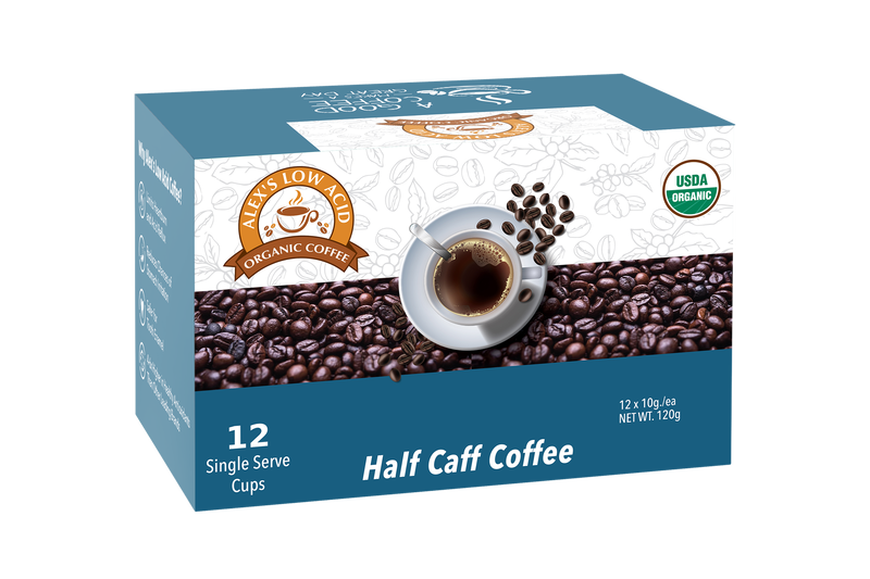 Alex's Low Acid Organic Coffee™ K-Cups - Half Caff