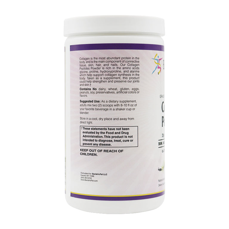 Collagen Peptides Powder (Hydrolyzed Type 1 & 3, Grass Fed) Skin, Hair, Nail & Joint Support by BariatricPal - Vanilla