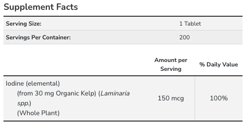 NOW Kelp 150 mcg 200 Tablets