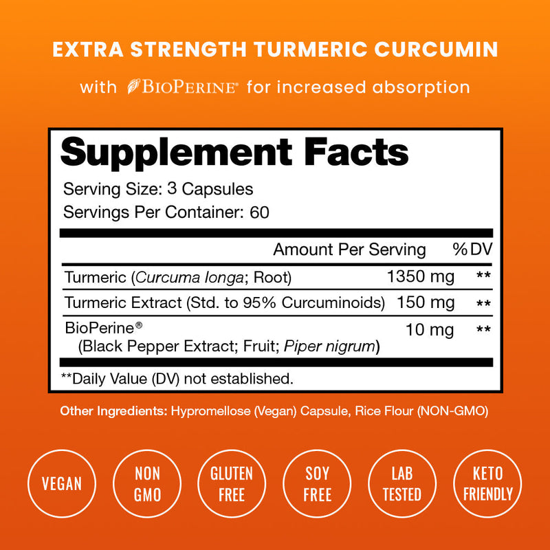 Turmeric Curcumin Capsules by NutraChamps, 180 capsules