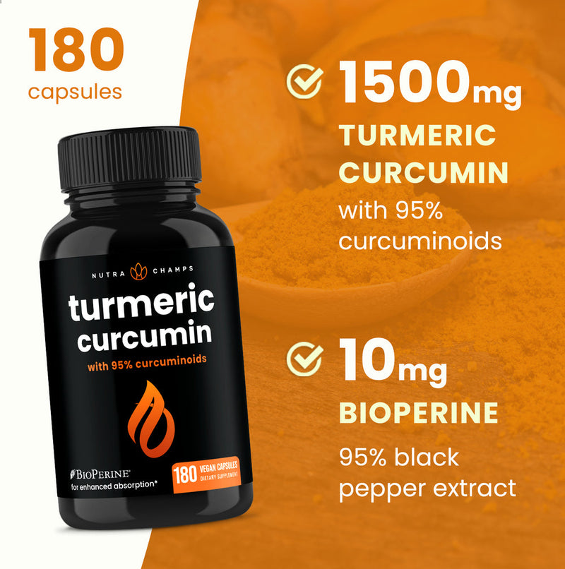 Turmeric Curcumin Capsules by NutraChamps, 180 capsules