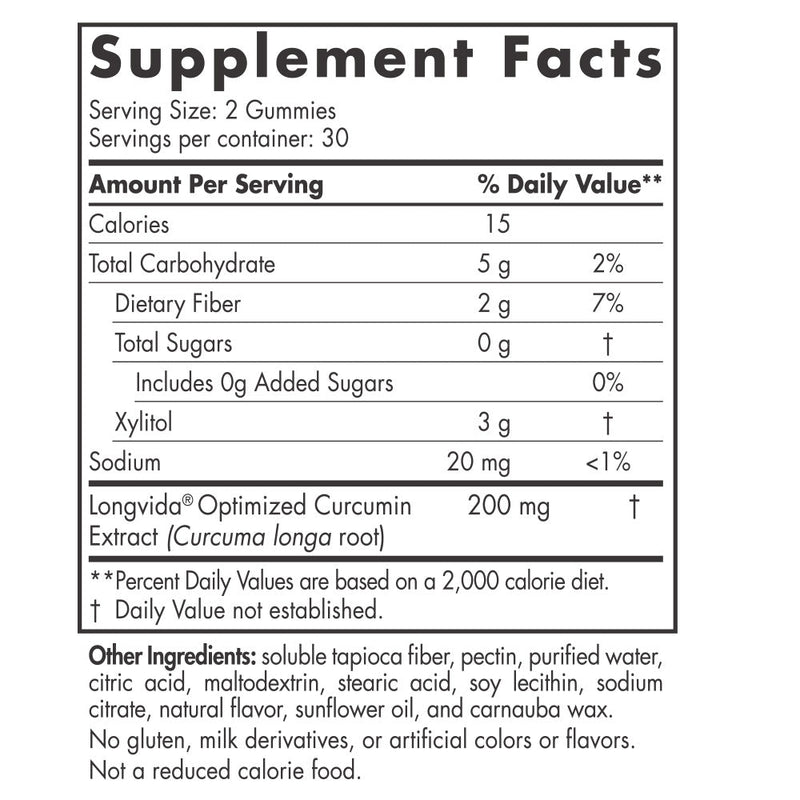 Nordic Naturals Zero Sugar Curcumin Gummies (200mg), Mango, 60 Gummies