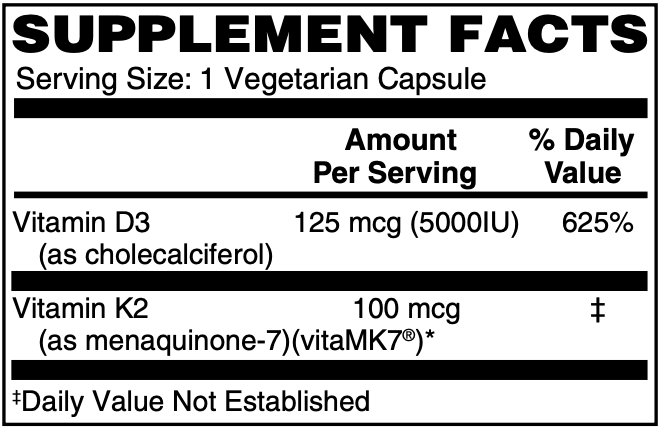 Vitamin D3 Plus K2 High Potency VCaps 60's by Netrition