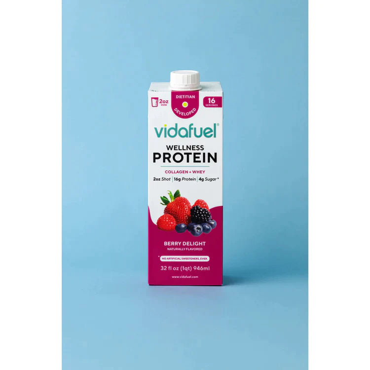 Wellness Protein Drink by VidaFuel - 16g Collagen & Whey Protein Per 2oz Shot