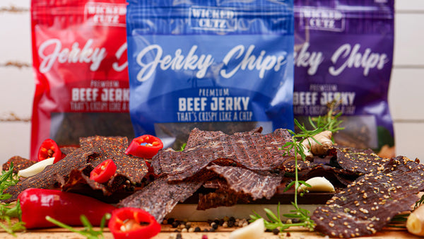 High Protein Beef Jerky Chips by Wicked Cutz