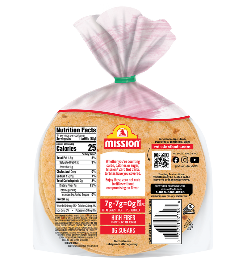 Mission Foods Zero Net Carb Tortillas 