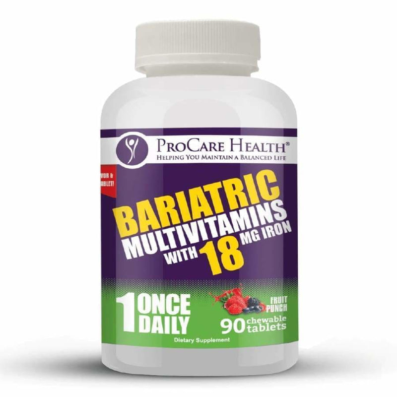 ProCare Health "1 per Day!" Bariatric MultiVitamin Chewable with 18mg Iron - Fruit Punch 