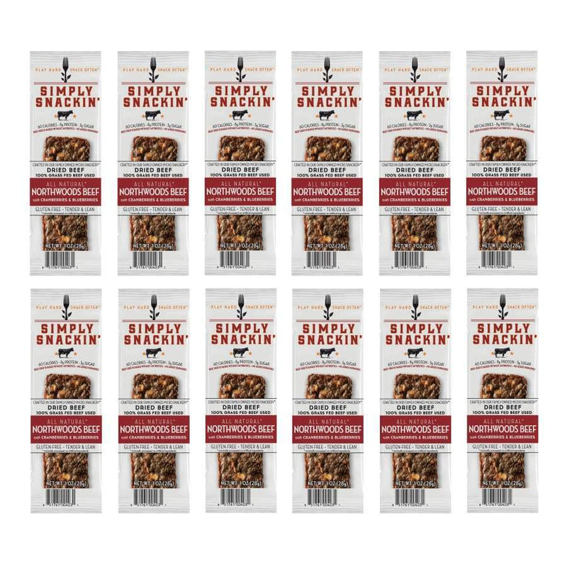 Simply Snackin' Beef Protein Snack - Northwoods Beef with Cranberries & Blueberries 