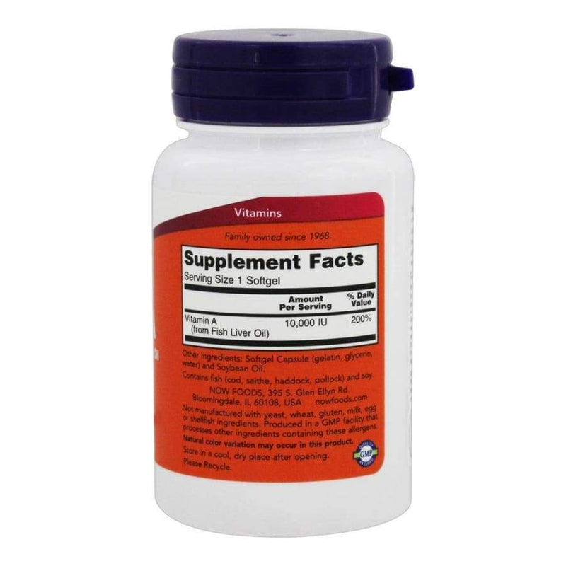 Vitamin A 10,000 IU Softgels by NOW Foods (100 Softgels) 